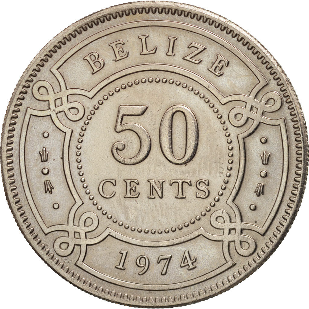 Belize, 50 Cents, 1974, AU(55-58), Copper-nickel, KM:37