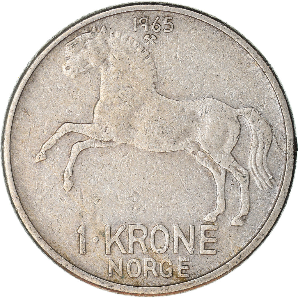 Coin, Norway, Olav V, Krone, 1965, VF(30-35), Copper-nickel, KM:409