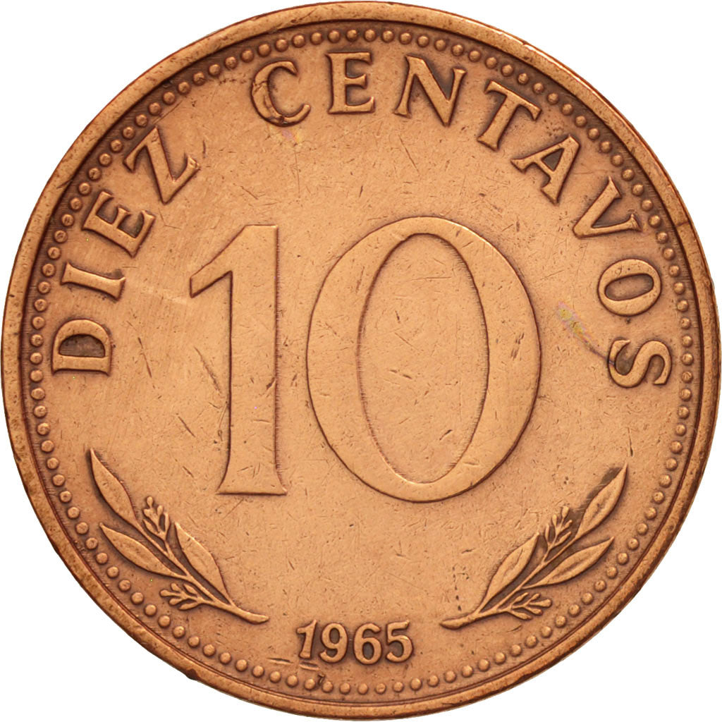 Bolivia, 10 Centavos, 1965, EF(40-45), Copper Clad Steel, KM:188
