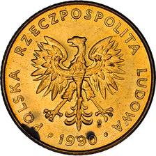 Munten, Polen, 10 Zlotych, 1990, Warsaw, ZF+, Tin, KM:152.2