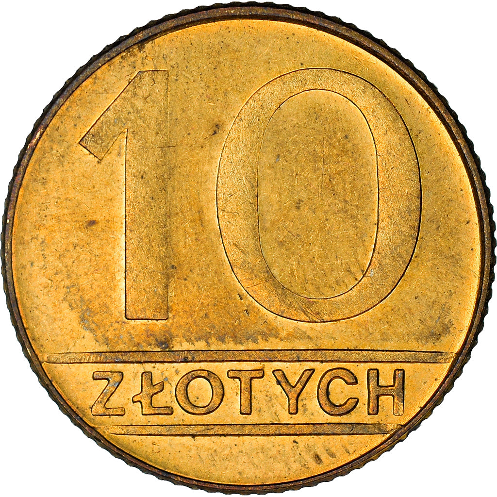 Munten, Polen, 10 Zlotych, 1990, Warsaw, ZF+, Tin, KM:152.2