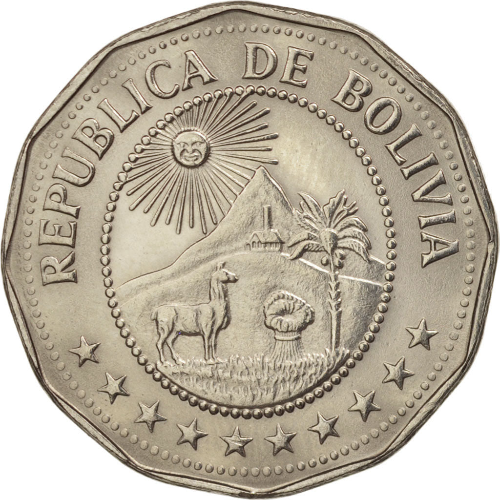 Bolivia, 25 Centavos, 1972, AU(55-58), Nickel Clad Steel, KM:193