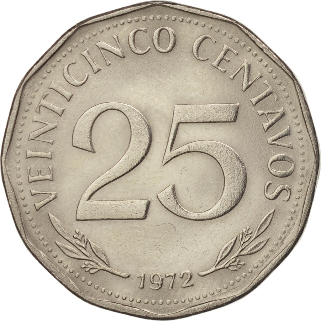 Bolivia, 25 Centavos, 1972, AU(55-58), Nickel Clad Steel, KM:193