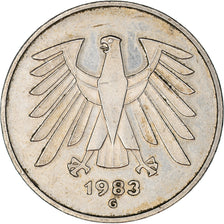 Coin, GERMANY - FEDERAL REPUBLIC, 5 Mark, 1983, Karlsruhe, EF(40-45)