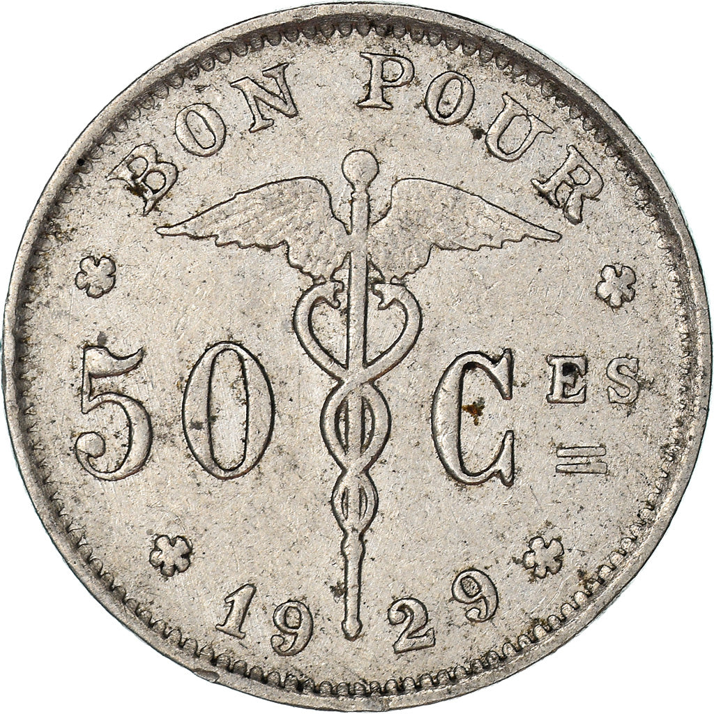 Moneta, Belgia, 50 Centimes, 1929, EF(40-45), Nikiel, KM:87
