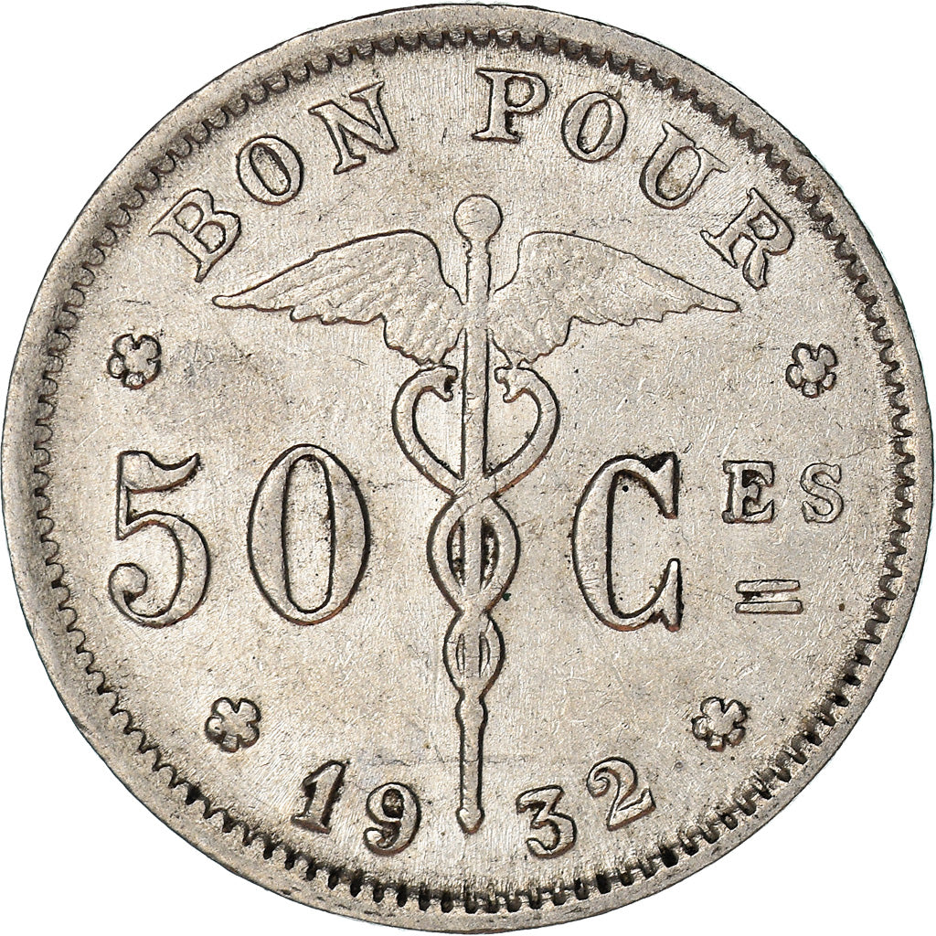 Coin, Belgium, 50 Centimes, 1932, EF(40-45), Nickel, KM:87
