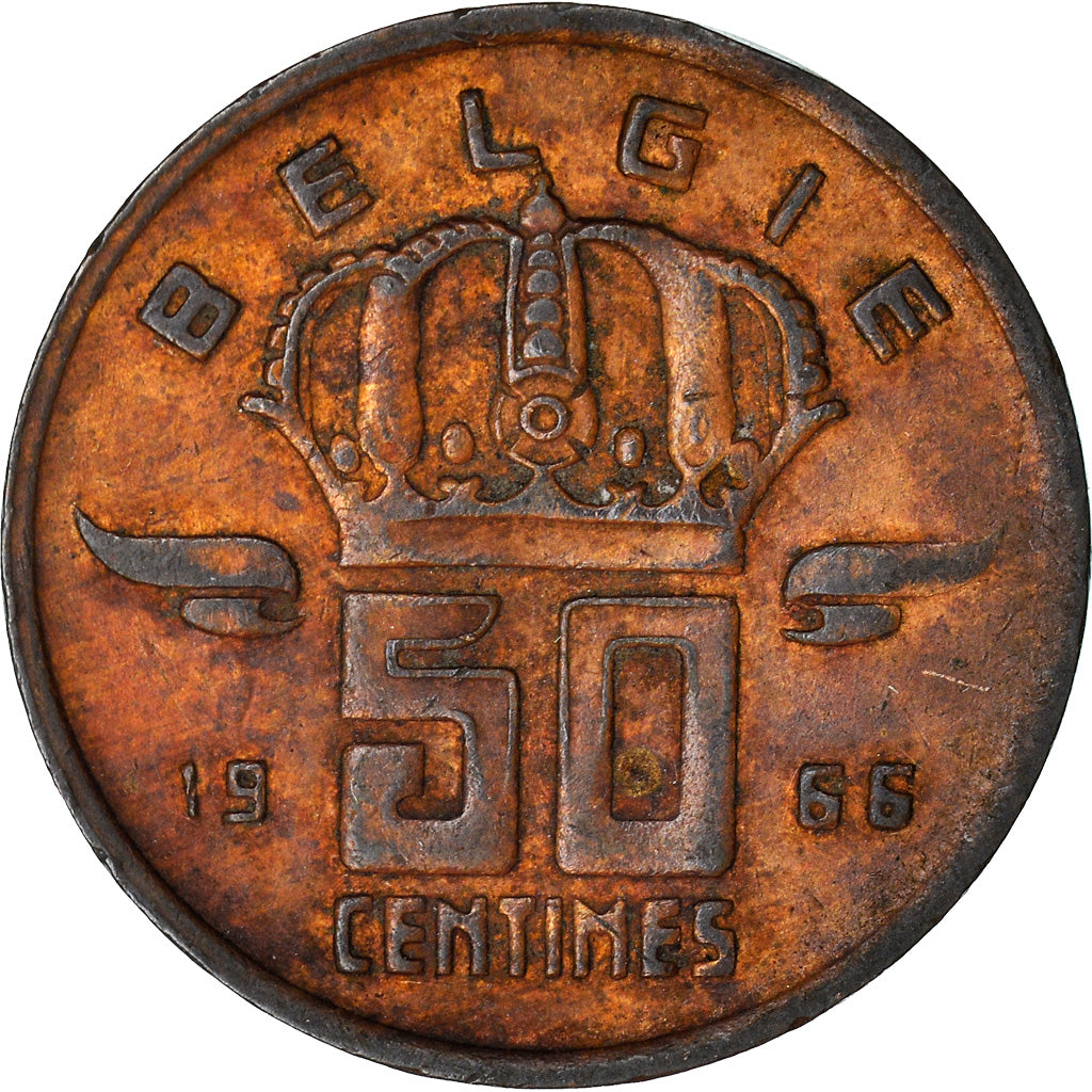 Coin, Belgium, Baudouin I, 50 Centimes, 1966, VF(30-35), Bronze, KM:149.1