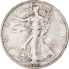 Coin, United States, Walking Liberty, Half Dollar, 1937, Denver, VF(30-35)
