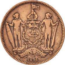 BRITISH NORTH BORNEO, Cent, 1891, Heaton, Birmingham, TTB, Bronze, KM:2