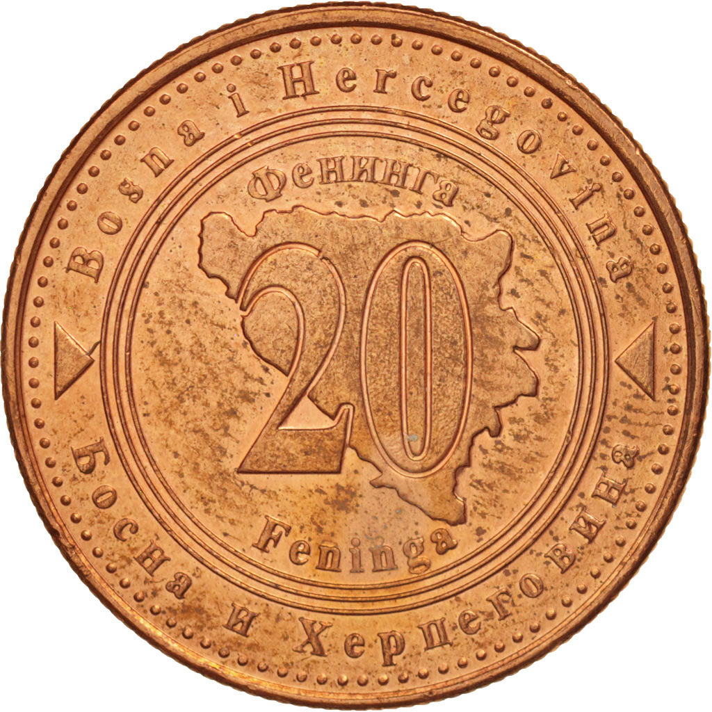 BOSNIA-ERZEGOVINA, 20 Feninga, 2007, BB+, Acciaio placcato rame, KM:116