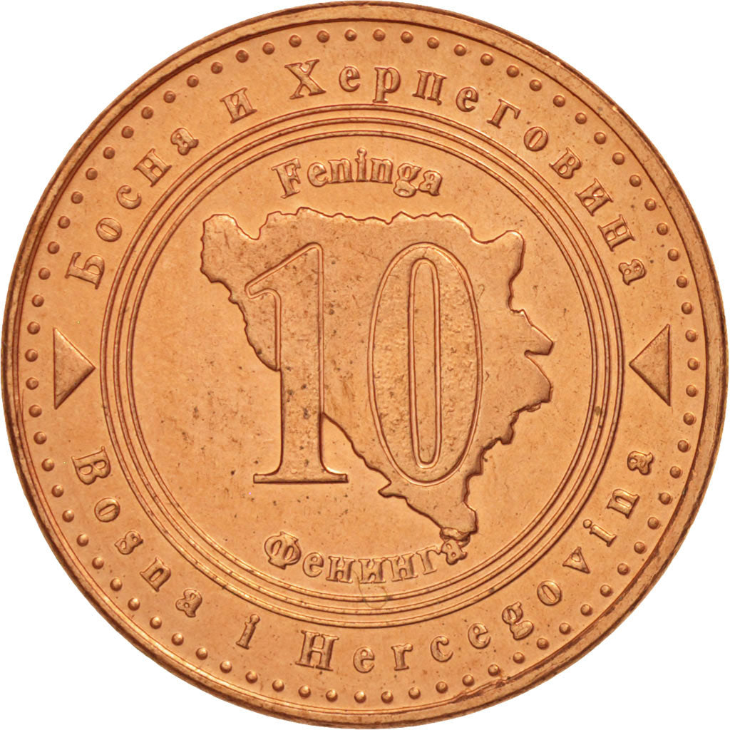 BOSNIA-HERZEGOVINA, 10 Feninga, 2008, AU(55-58), Copper Plated Steel, KM:115