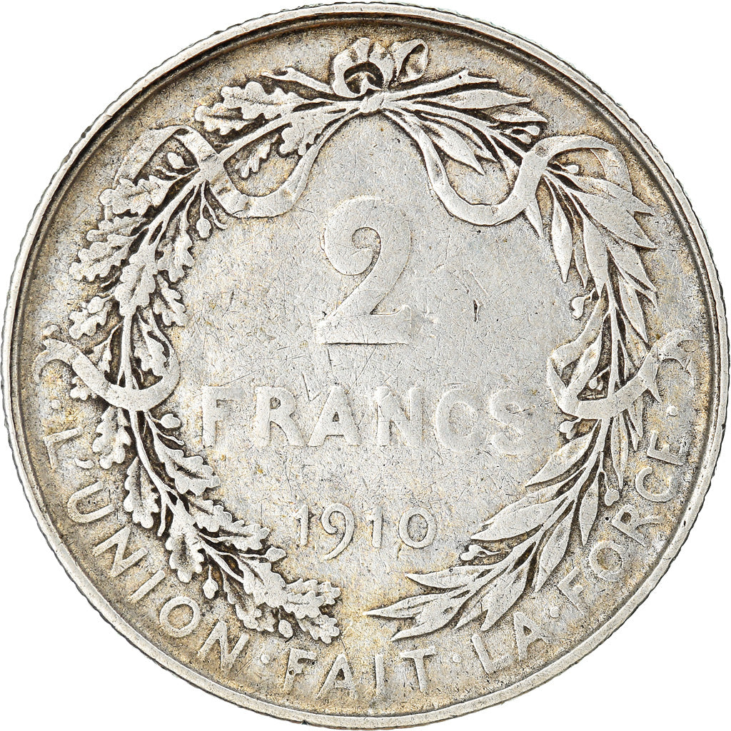 Coin, Belgium, 2 Francs, 2 Frank, 1910, VF(30-35), Silver, KM:74