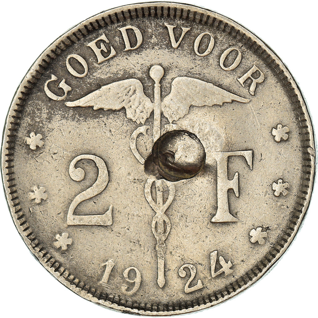 Coin, Belgium, 2 Francs, 2 Frank, 1924, VF(20-25), Nickel, KM:92