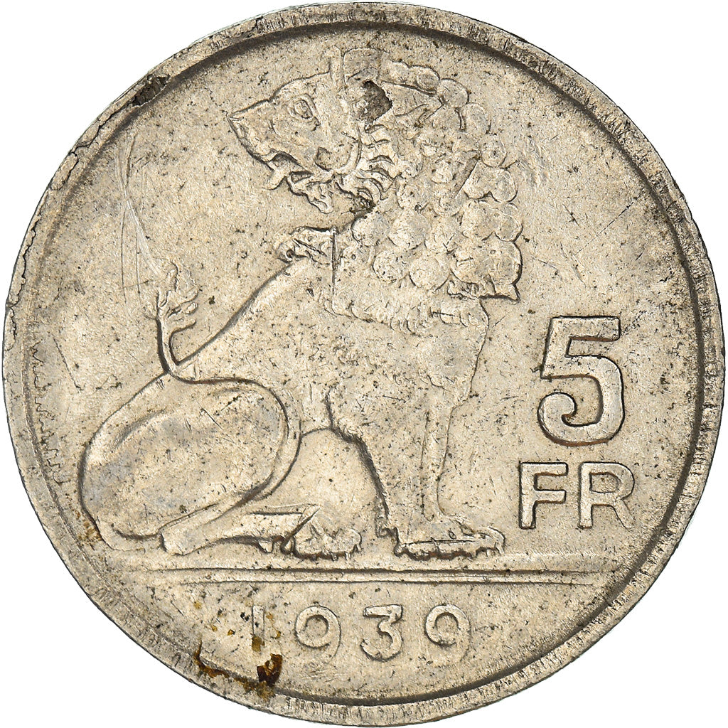 Monnaie, Belgique, 5 Francs, 5 Frank, 1939, TB+, Nickel, KM:117.1