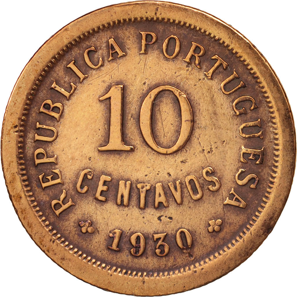 Cape Verde, 10 Centavos, 1930, EF(40-45), Bronze, KM:2