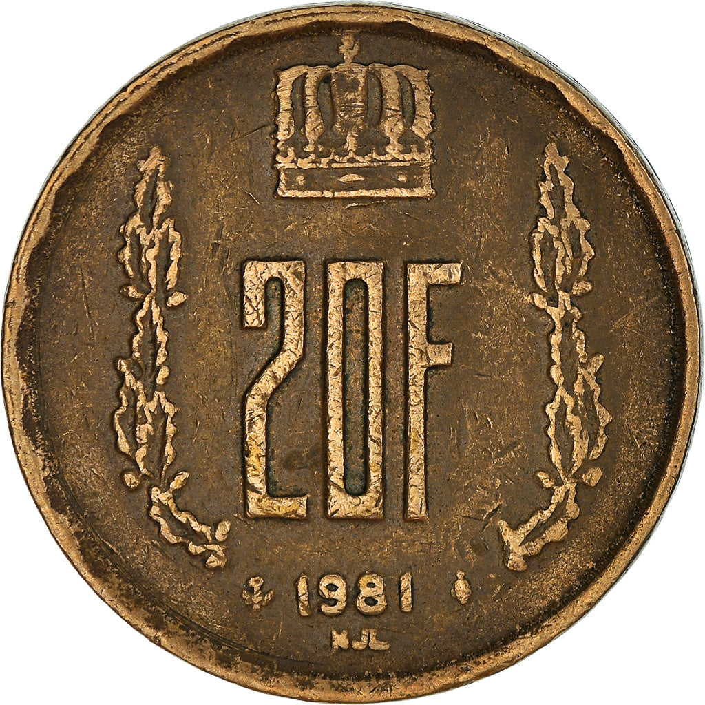Moeda, Luxemburgo, Jean, 20 Francs, 1981, VF(30-35), Alumínio-Bronze, KM:58