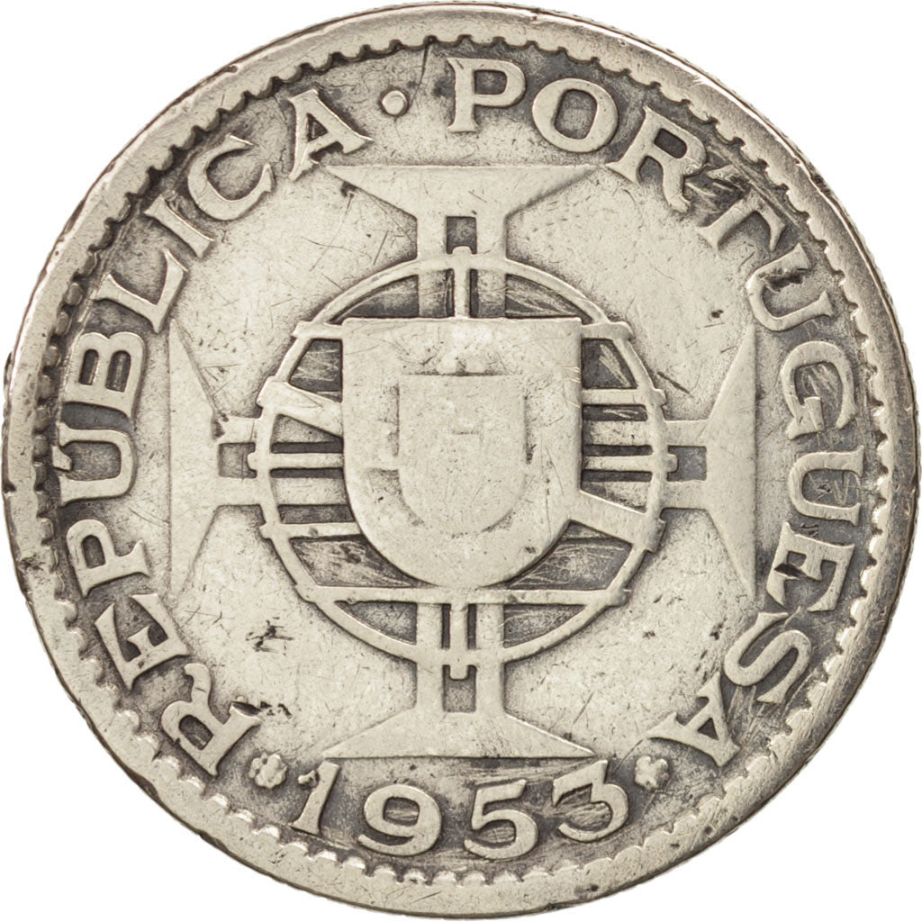 Cape Verde, 10 Escudos, 1953, EF(40-45), Silver, KM:10