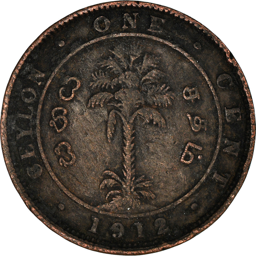 Coin, Ceylon, George V, Cent, 1912, VF(20-25), Copper, KM:107