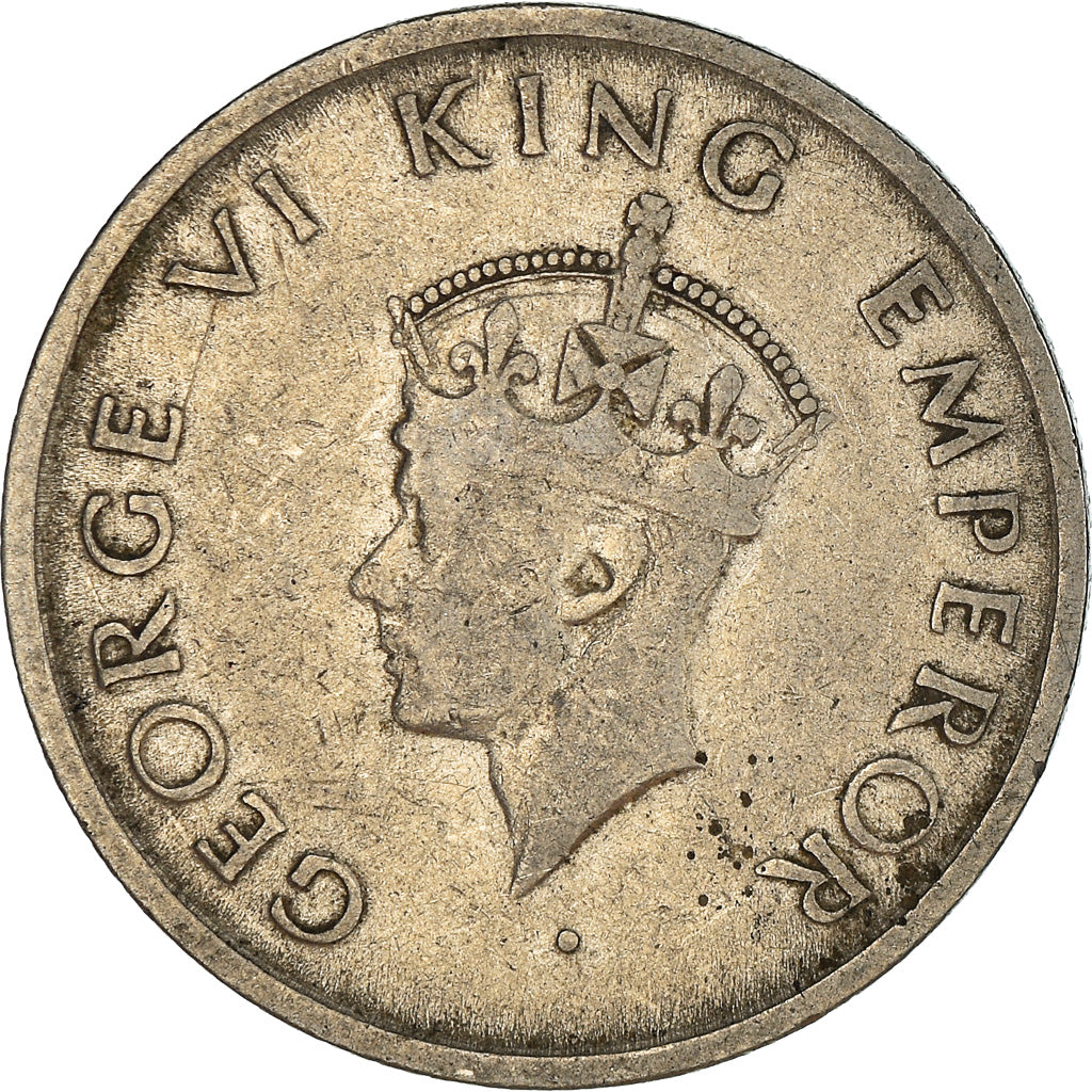 Coin, INDIA-BRITISH, George VI, 1/2 Rupee, 1947, VF(30-35), Nickel, KM:553