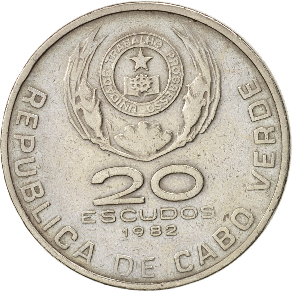 Coin, Cape Verde, 20 Escudos, 1982, EF(40-45), Copper-nickel, KM:20