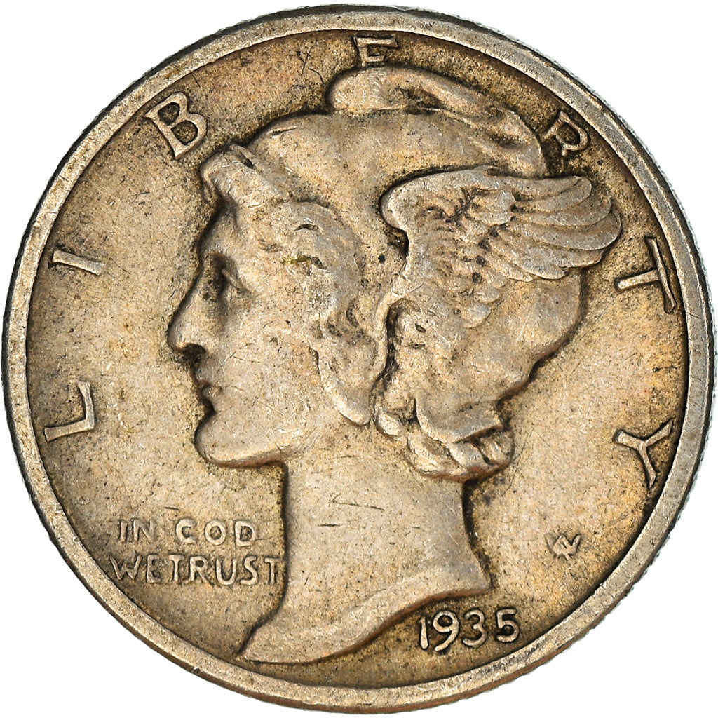 Coin, United States, Mercury Dime, Dime, 1935, U.S. Mint, Philadelphia