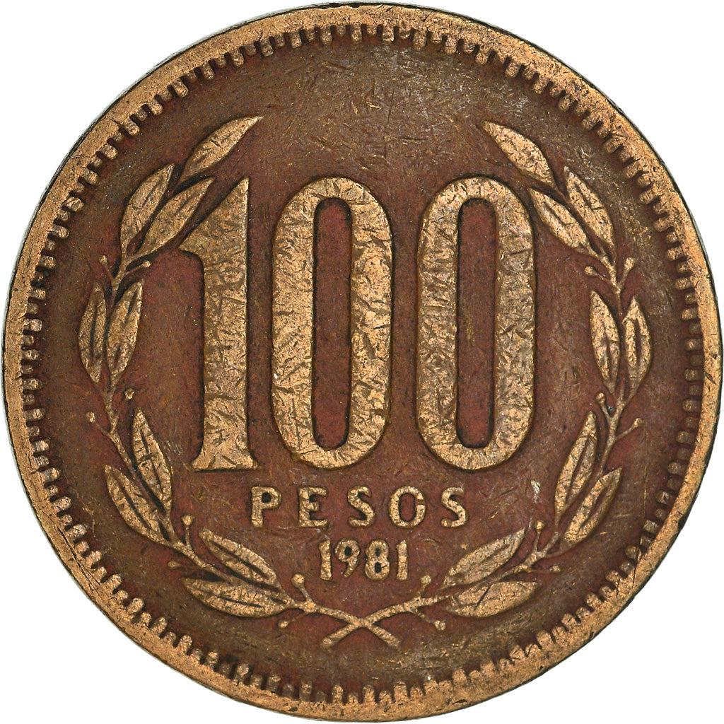 Moneda, Chile, 100 Pesos, 1981, Santiago, BC+, Aluminio - bronce, KM:226.1