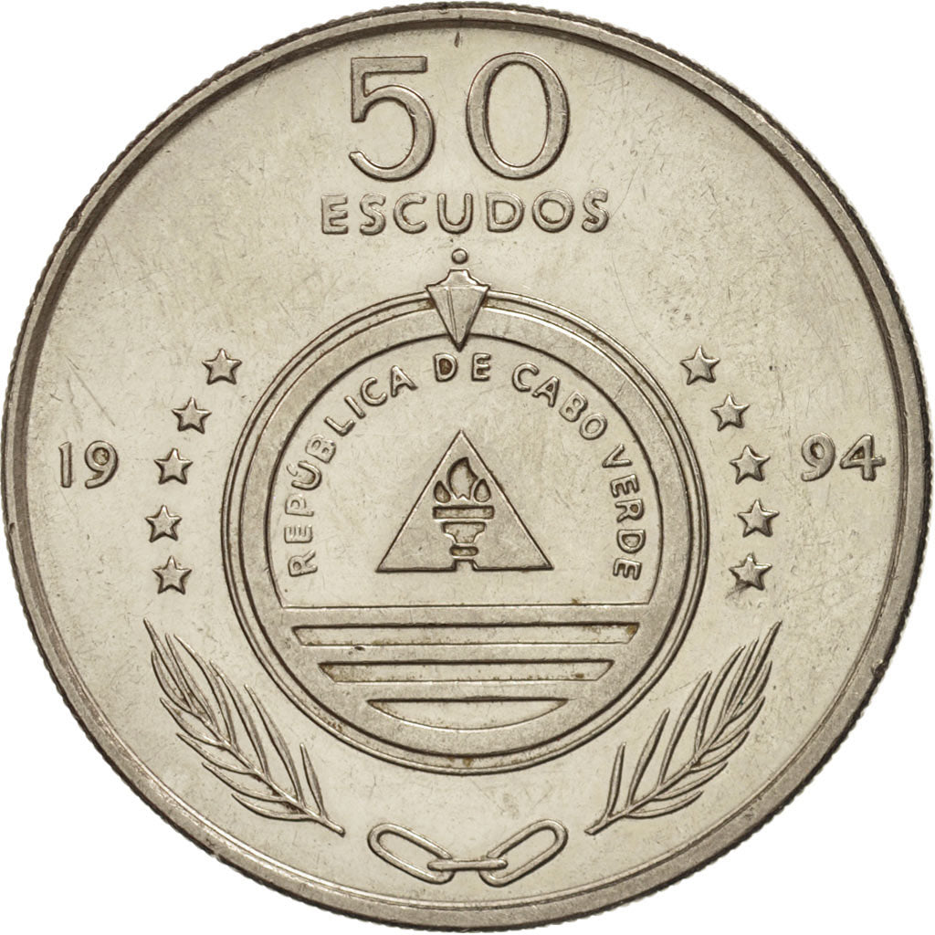 Cape Verde, 50 Escudos, 1994, AU(55-58), Nickel plated steel, KM:37