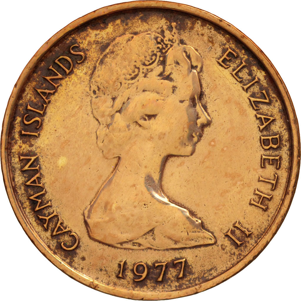 Cayman Islands, Elizabeth II, Cent, 1977, EF(40-45), Bronze, KM:1