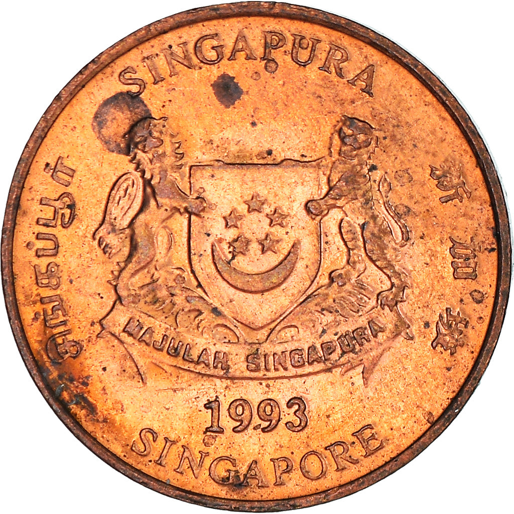 Moneta, Singapore, Cent, 1993, Singapore Mint, BB, Zinco placcato rame, KM:98