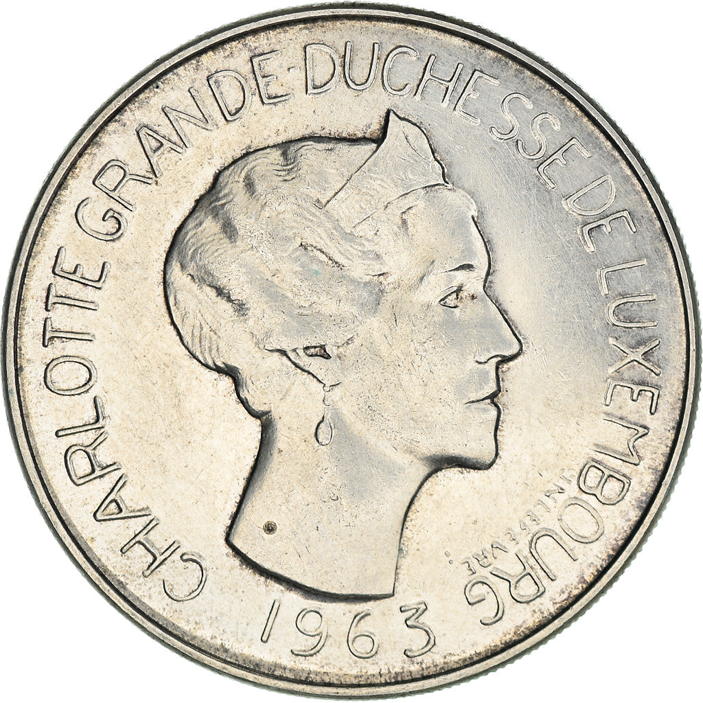 Coin, Luxembourg, Charlotte, 100 Francs, 1963, AU(55-58), Silver, KM:52