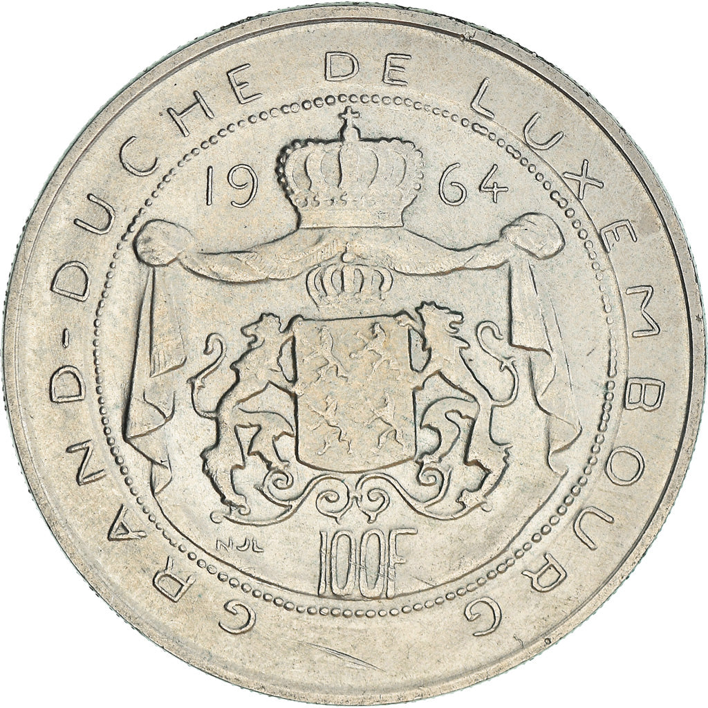 Coin, Luxembourg, Charlotte, 100 Francs, 1964, AU(50-53), Silver, KM:54