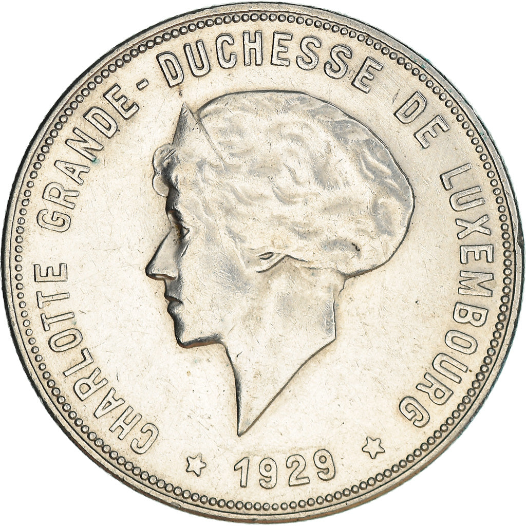 Coin, Luxembourg, Charlotte, 10 Francs, 1929, AU(55-58), Silver, KM:39