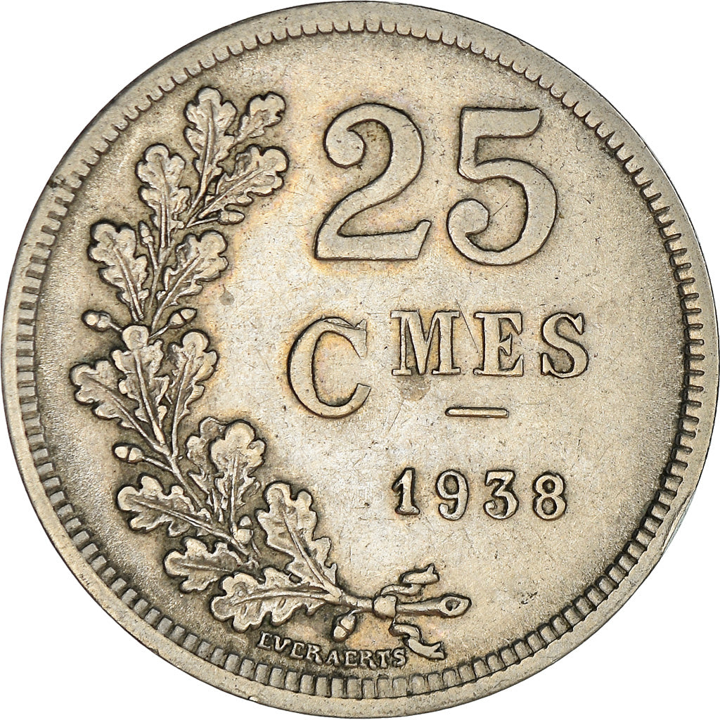 Coin, Luxembourg, Charlotte, 25 Centimes, 1938, EF(40-45), Copper-nickel