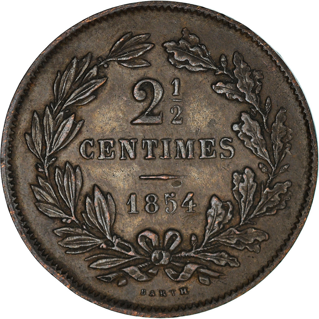 Coin, Luxembourg, William III, 2-1/2 Centimes, 1854, Utrecht, EF(40-45), Bronze