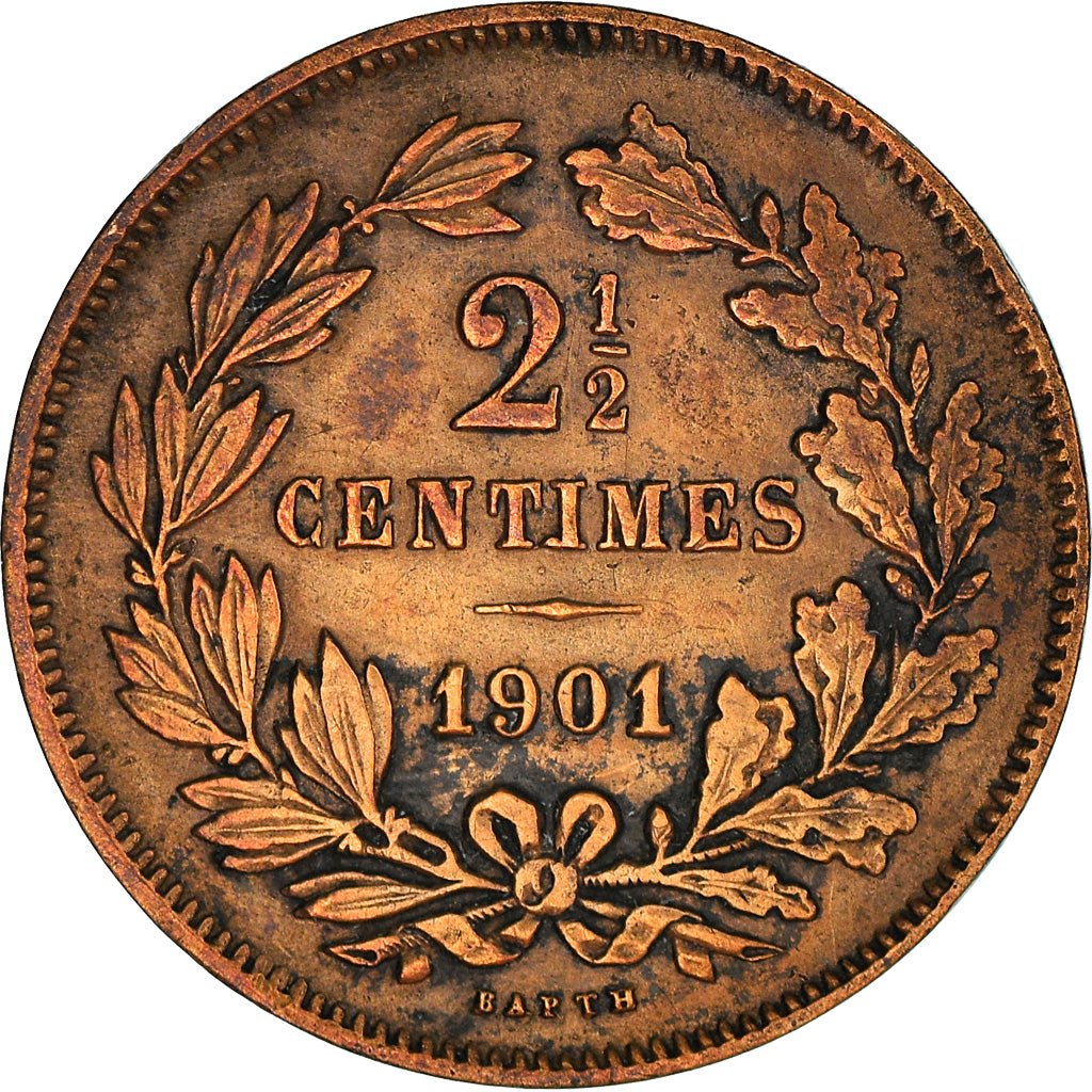Coin, Luxembourg, William III, 2-1/2 Centimes, 1901, Utrecht, EF(40-45), Bronze