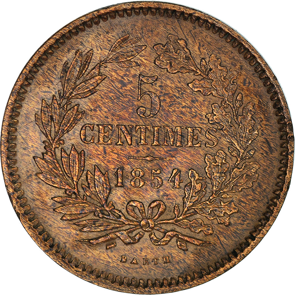 Moneda, Luxemburgo, William III, 5 Centimes, 1854, Utrecht, MBC, Bronce, KM:22.1