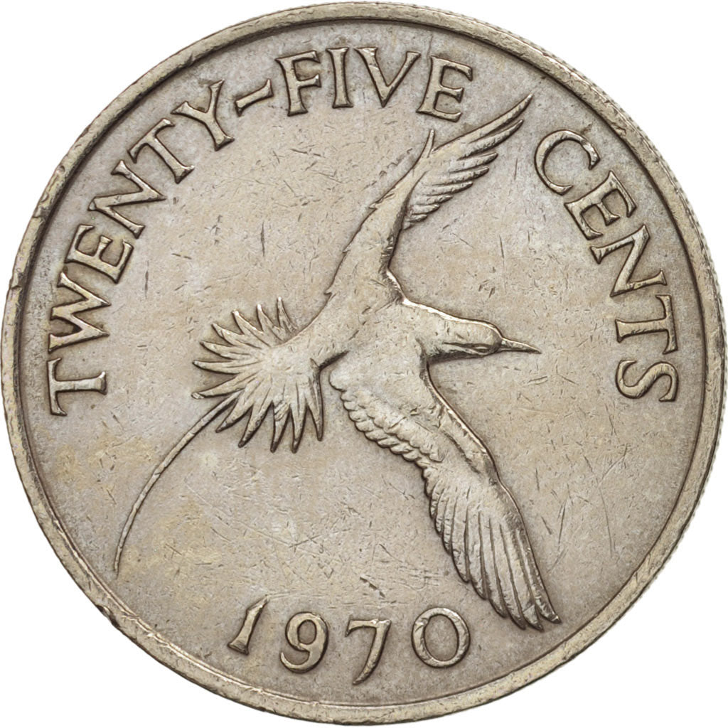 Bermuda, Elizabeth II, 25 Cents, 1970, EF(40-45), Copper-nickel, KM:18