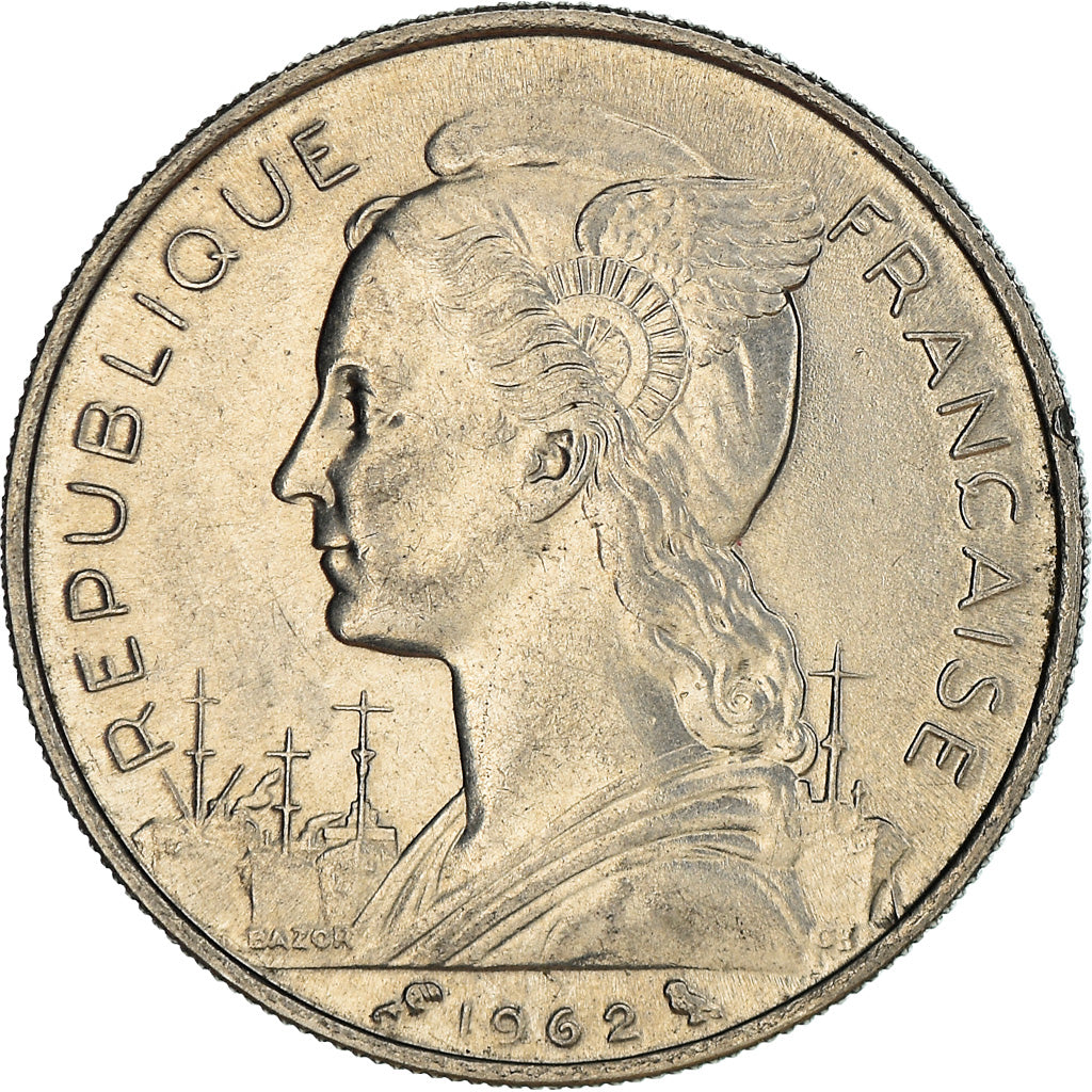 Coin, Réunion, 50 Francs, 1962, EF(40-45), Nickel, KM:12