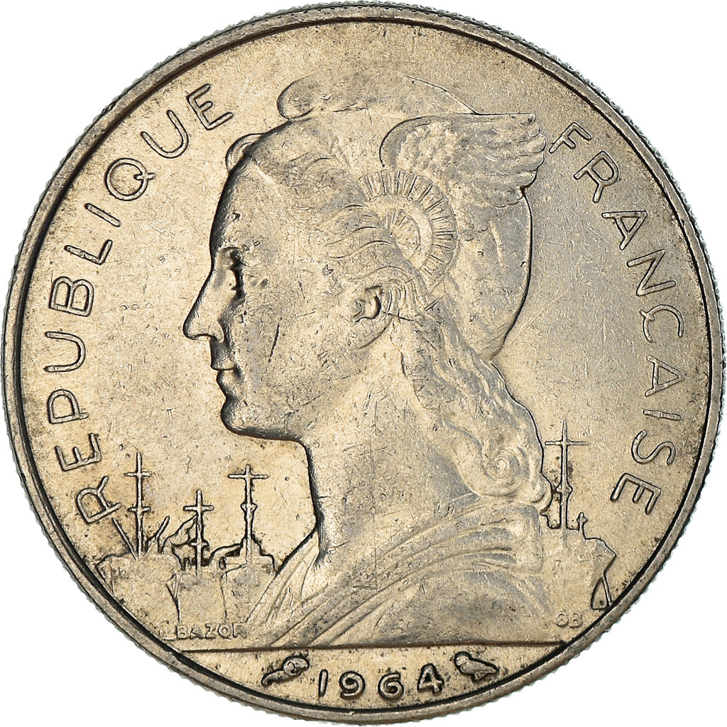 Coin, Réunion, 50 Francs, 1964, EF(40-45), Nickel, KM:12