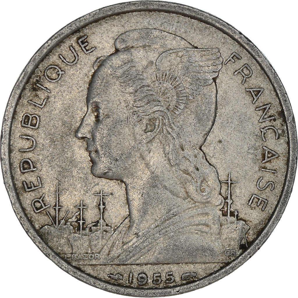 Münze, Réunion, 5 Francs, 1955, SS, Aluminium, KM:9