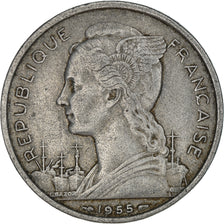 Coin, Réunion, 5 Francs, 1955, EF(40-45), Aluminum, KM:9