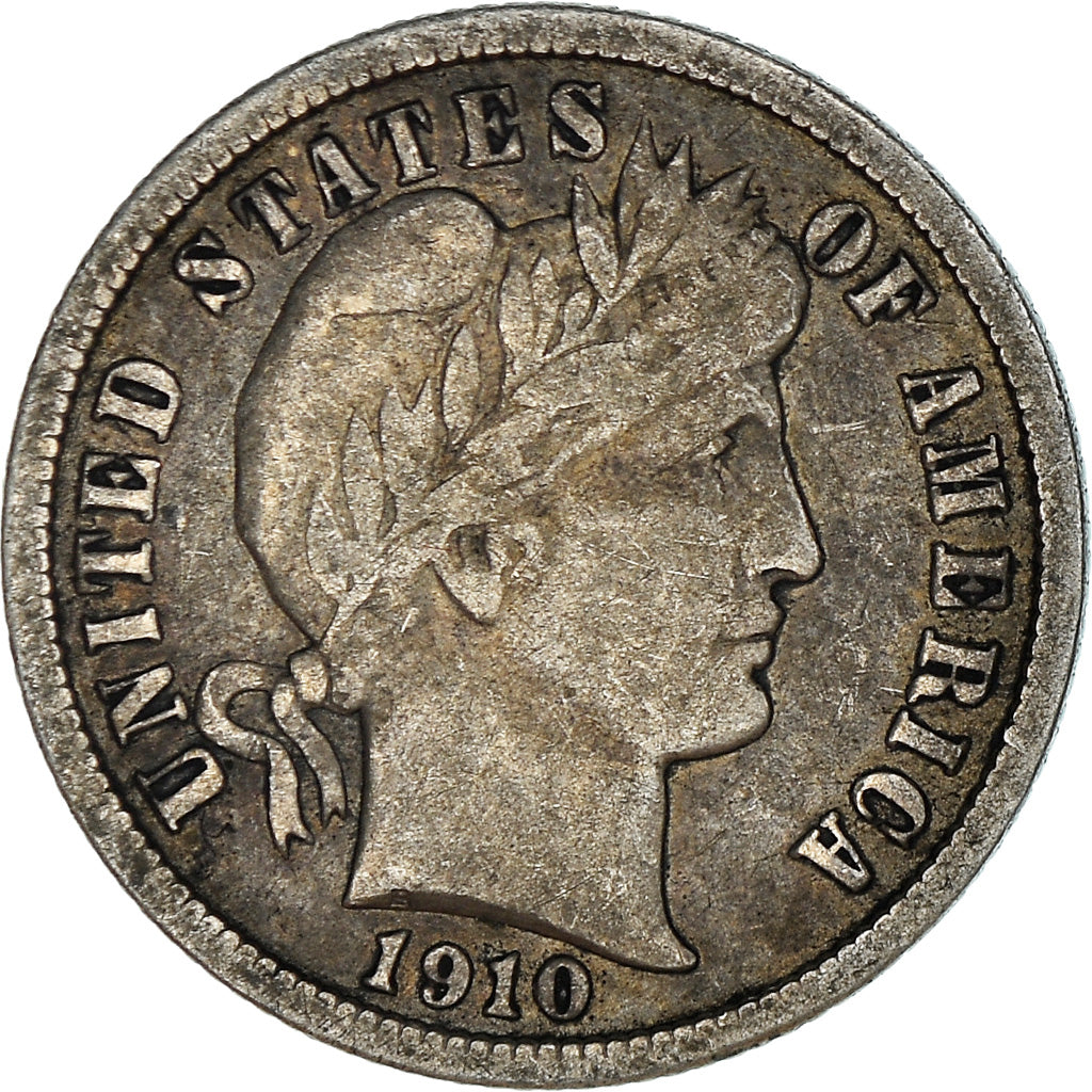 Coin, United States, Barber Dime, Dime, 1910, U.S. Mint, Philadelphia