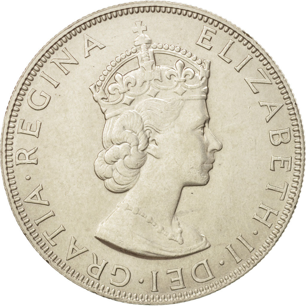 Bermuda, Elizabeth II, Crown, 1964, AU(55-58), Silver, KM:14