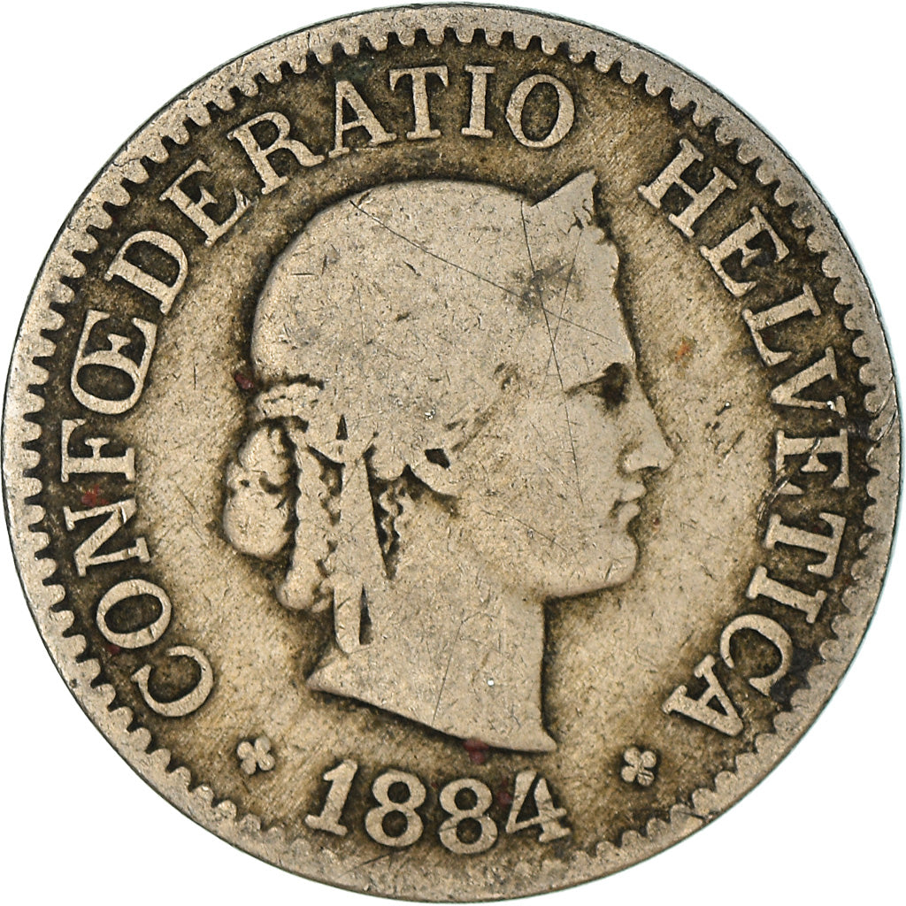 Münze, Schweiz, 10 Rappen, 1884, Bern, S+, Kupfer-Nickel, KM:27