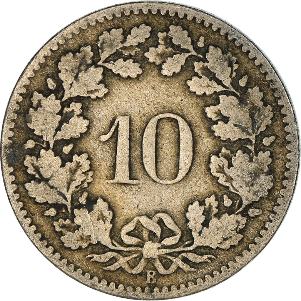 Münze, Schweiz, 10 Rappen, 1884, Bern, S+, Kupfer-Nickel, KM:27
