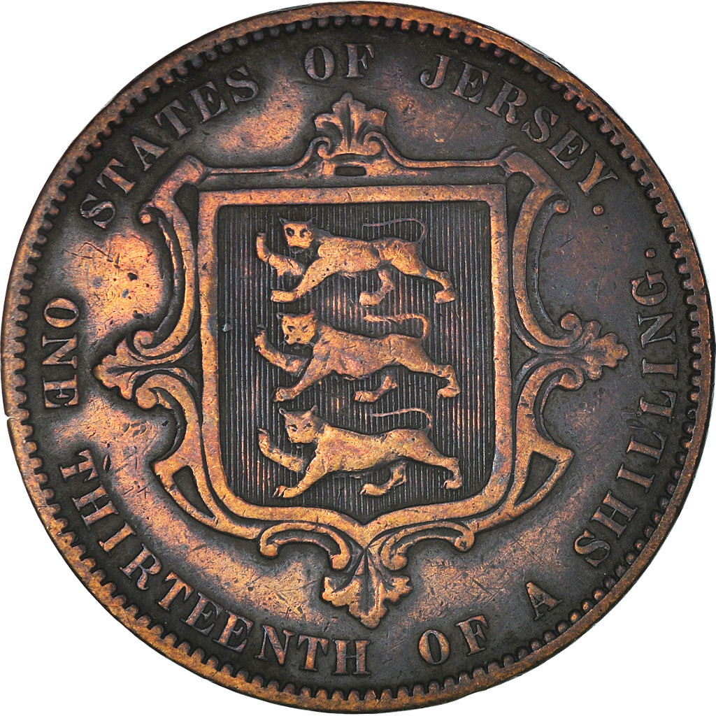 Coin, Jersey, Victoria, 1/13 Shilling, 1870, VF(30-35), Bronze, KM:5
