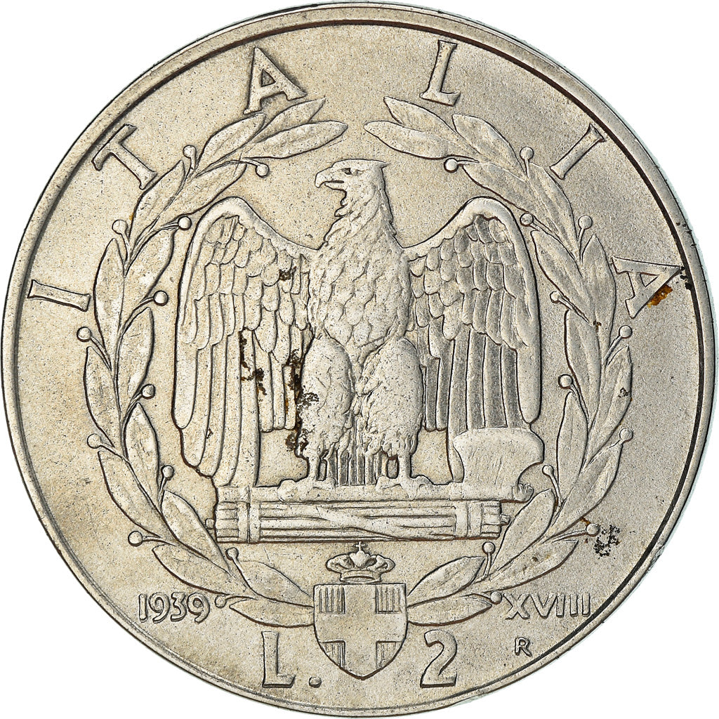 Coin, Italy, Vittorio Emanuele III, 2 Lire, 1939, Rome, EF(40-45), Stainless