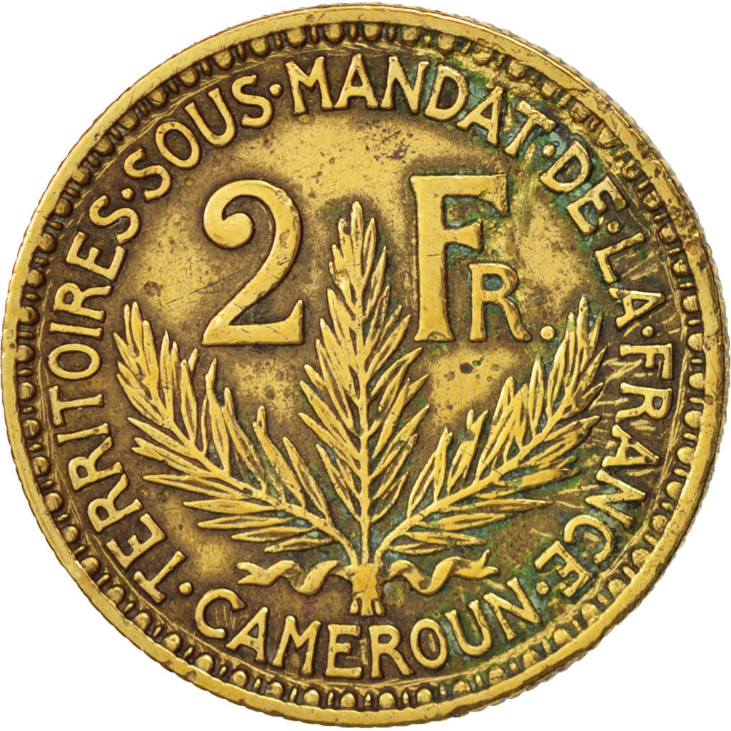 Cameroon, 2 Francs, 1924, Paris, VF(30-35), Aluminum-Bronze, KM:3