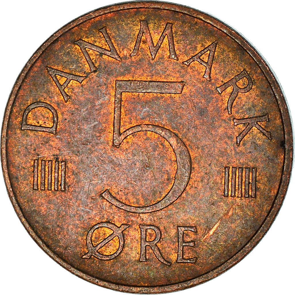 Coin, Denmark, Margrethe II, 5 Öre, 1974, Copenhagen, VF(30-35), Copper Clad