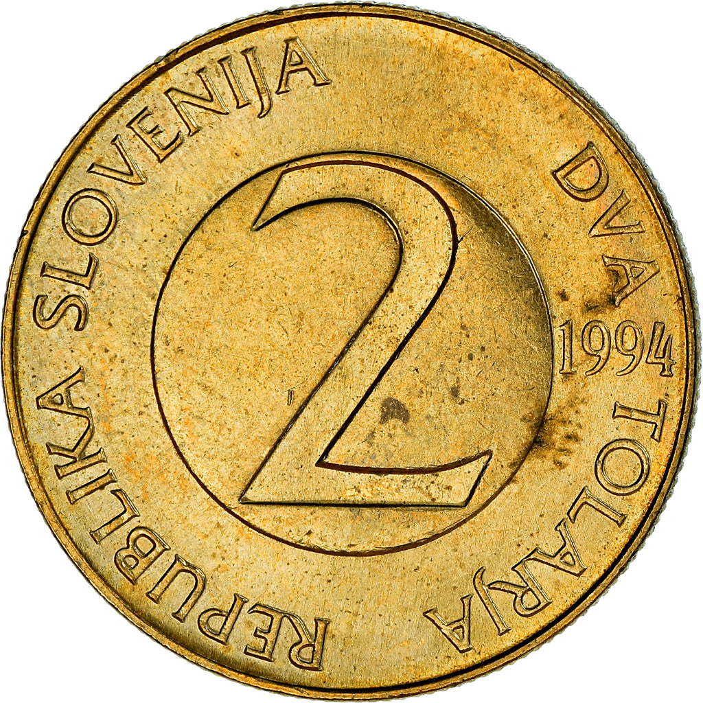 Coin, Slovenia, 2 Tolarja, 1994, EF(40-45), Nickel-brass, KM:5